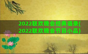 2022联欢晚会经典语录(2022联欢晚会节目小品)