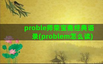 proble师荣宝斋经典语录(problem怎么读)